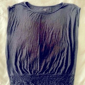 Ann Taylor Loft Outlet Dolman Black Shirt with Elastic Waist Cotton Medium (M)